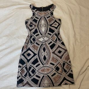 Homecoming dress, size 7, black with white, silver and rose gold detailing